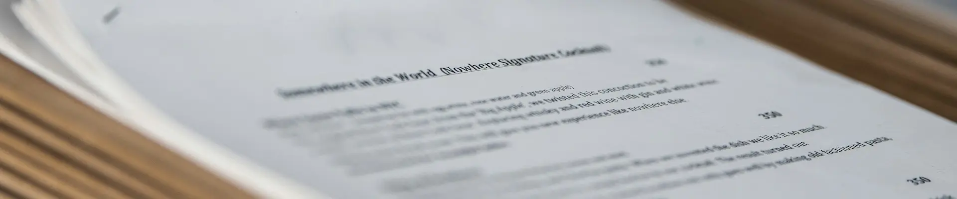 Printed legal document on a desk.