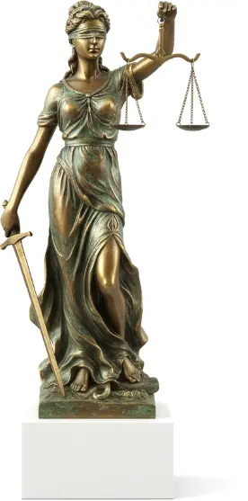 Lady Justice statue with scales.